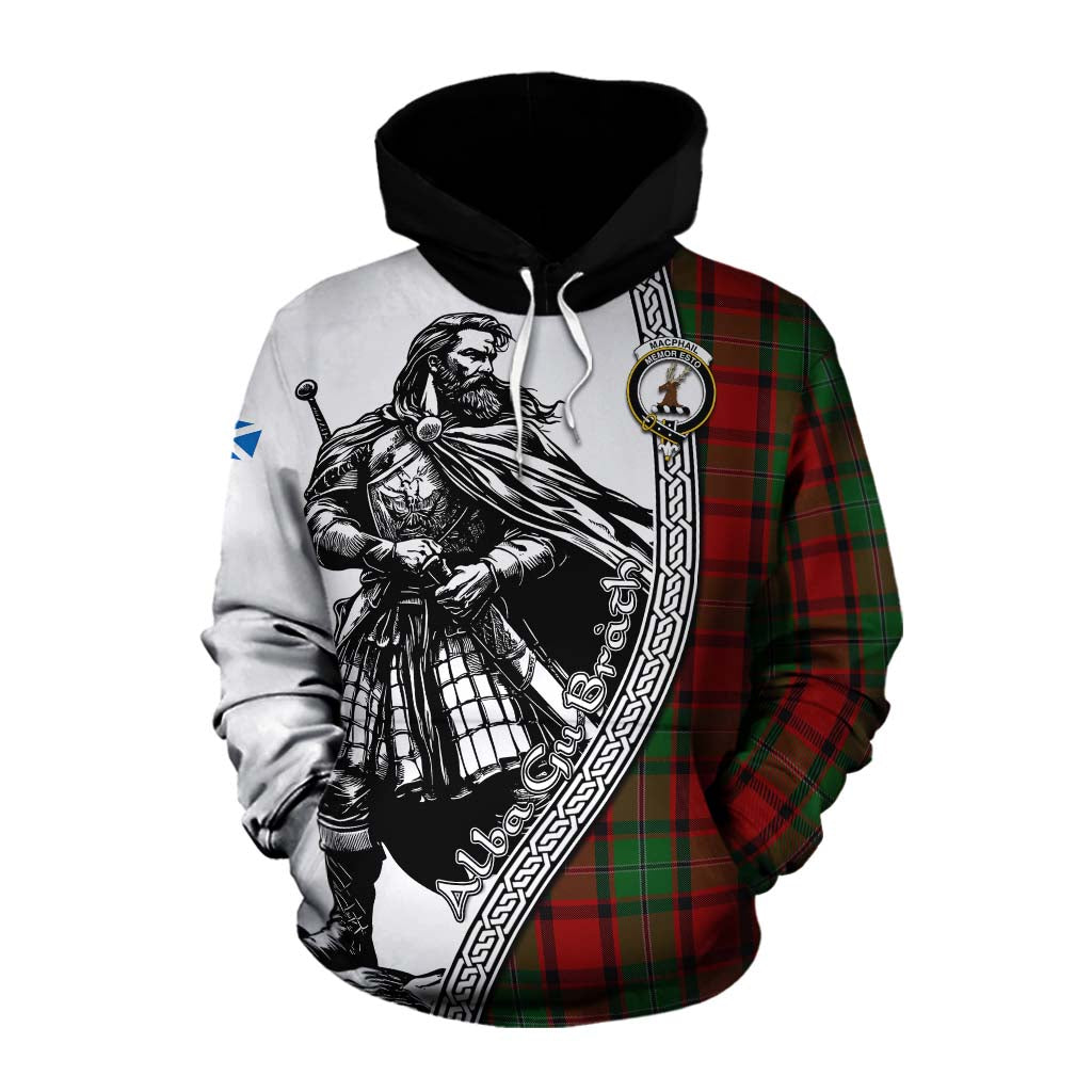 Tartan Vibes Clothing MacPhail (McPhail) Tartan Clan Crest Cotton Hoodie with Highlander Warrior Celtic Style