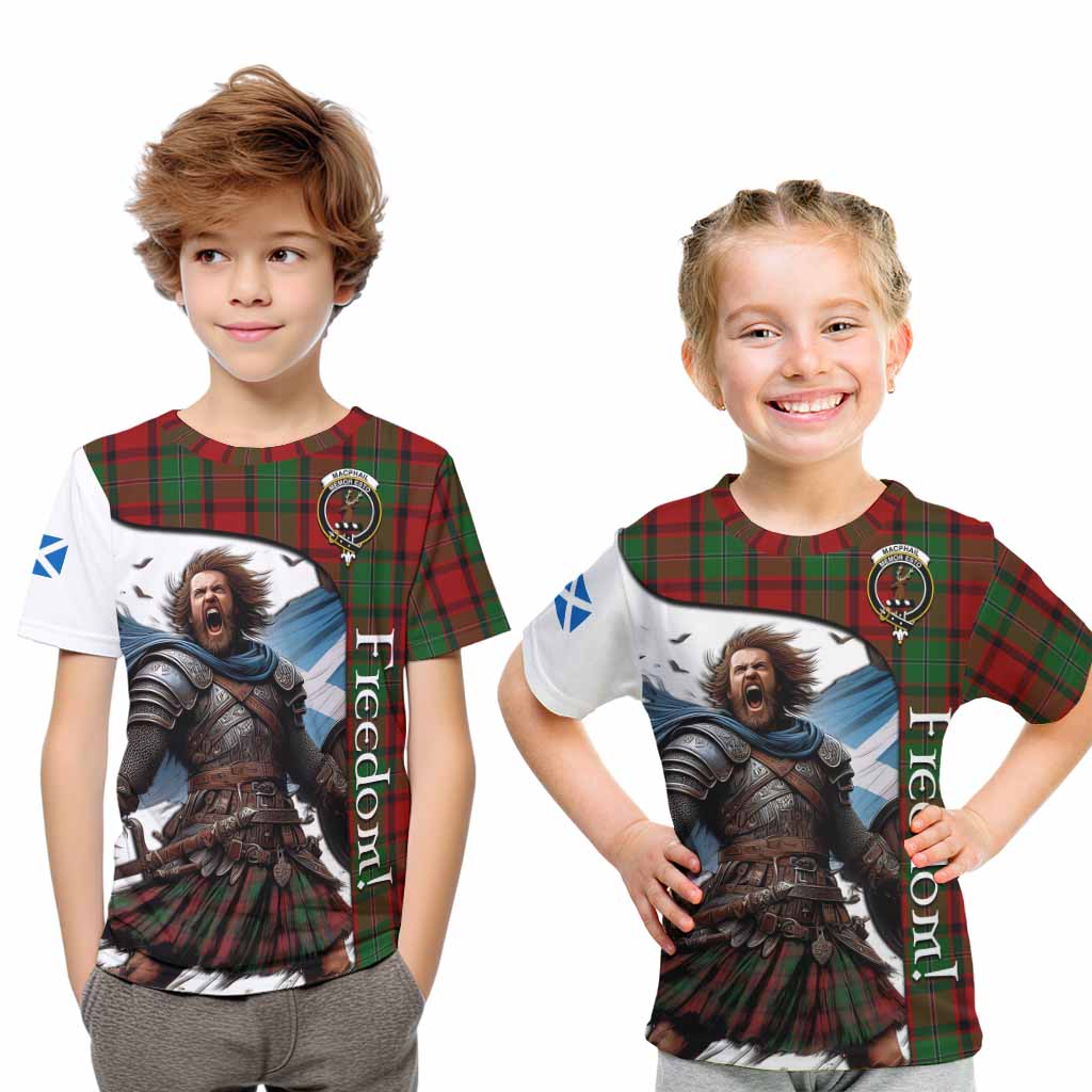 Tartan Vibes Clothing MacPhail (McPhail) Crest Tartan Kid T-Shirt Inspired by the Freedom of Scottish Warrior