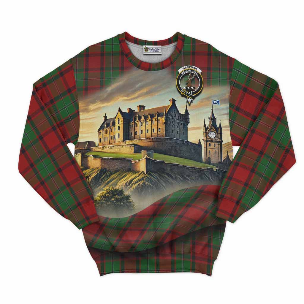 MacPhail (McPhail) Tartan Family Crest Sweatshirt with Scottish Ancient Castle Style Unisex - Tartan Vibes Clothing