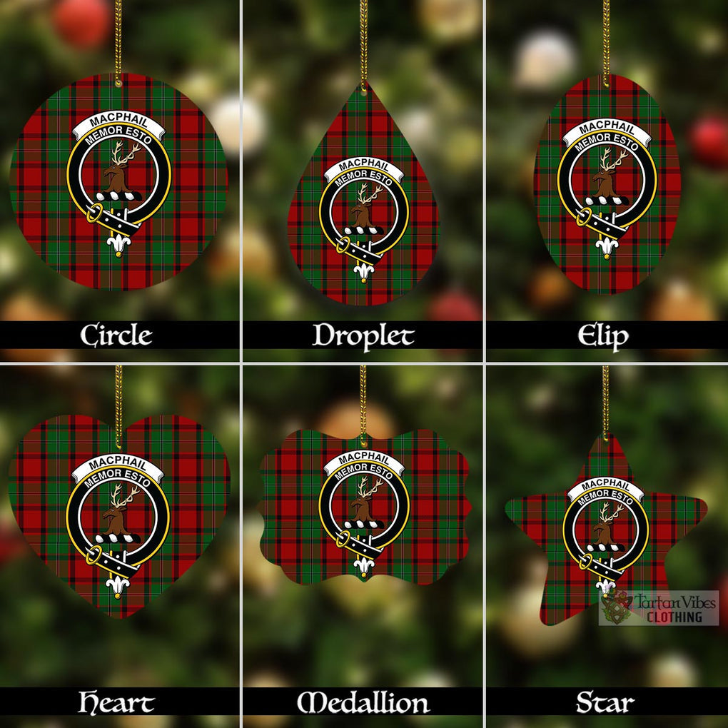 Tartan Vibes Clothing MacPhail (McPhail) Tartan Christmas Aluminium Ornament with Family Crest