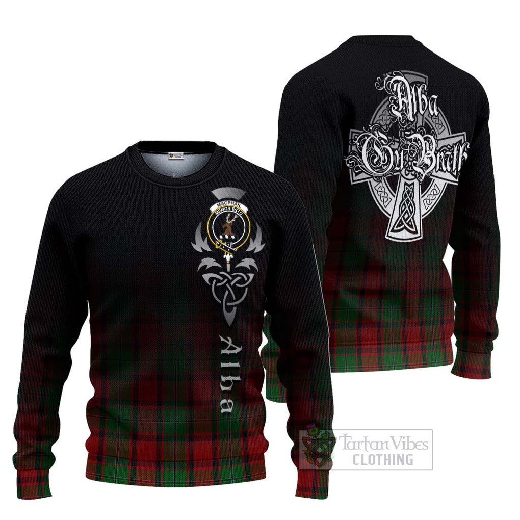 Tartan Vibes Clothing MacPhail (McPhail) Tartan Knitted Sweater Featuring Alba Gu Brath Family Crest Celtic Inspired