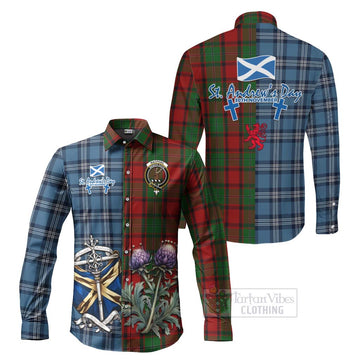 MacPhail (McPhail) Tartan Long Sleeve Button Shirt Happy St. Andrew's Day Half Tartan Style