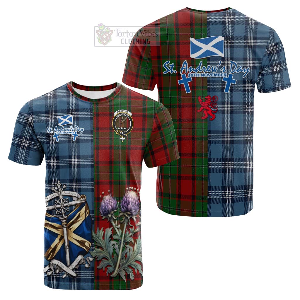 Tartan Vibes Clothing MacPhail (McPhail) Tartan Cotton T-shirt Happy St. Andrew's Day Half Tartan Style