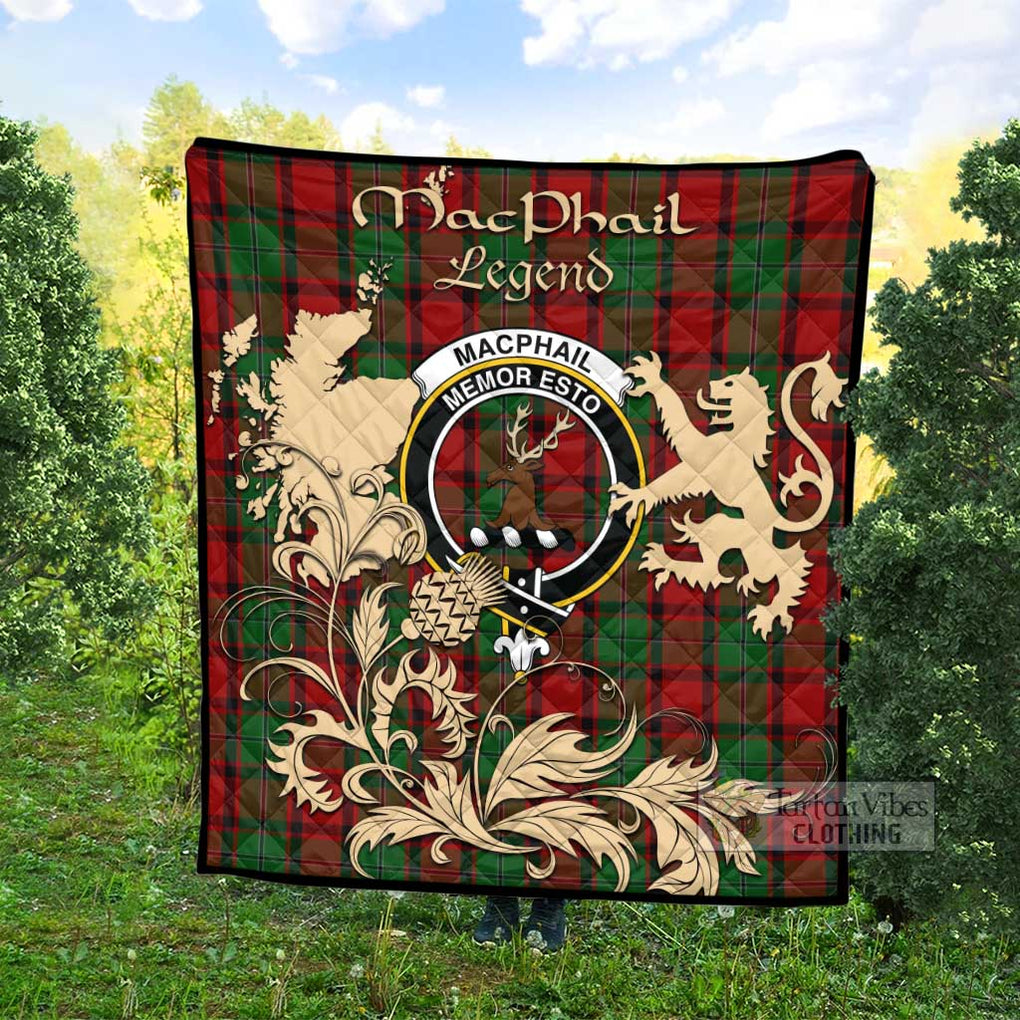 Tartan Vibes Clothing MacPhail (McPhail) Tartan Quilt with Family Crest and Scottish Symbol Style