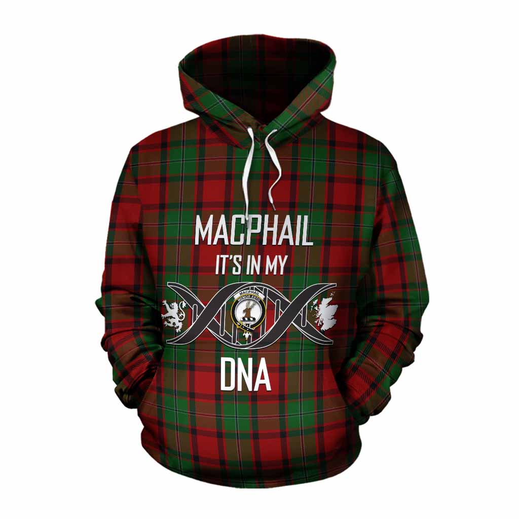 Tartan Vibes Clothing MacPhail (McPhail) Tartan Cotton Hoodie with Family Crest DNA In Me Style