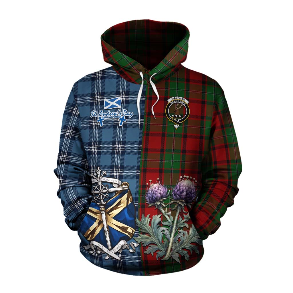 Tartan Vibes Clothing MacPhail (McPhail) Tartan Cotton Hoodie Happy St. Andrew's Day Half Tartan Style