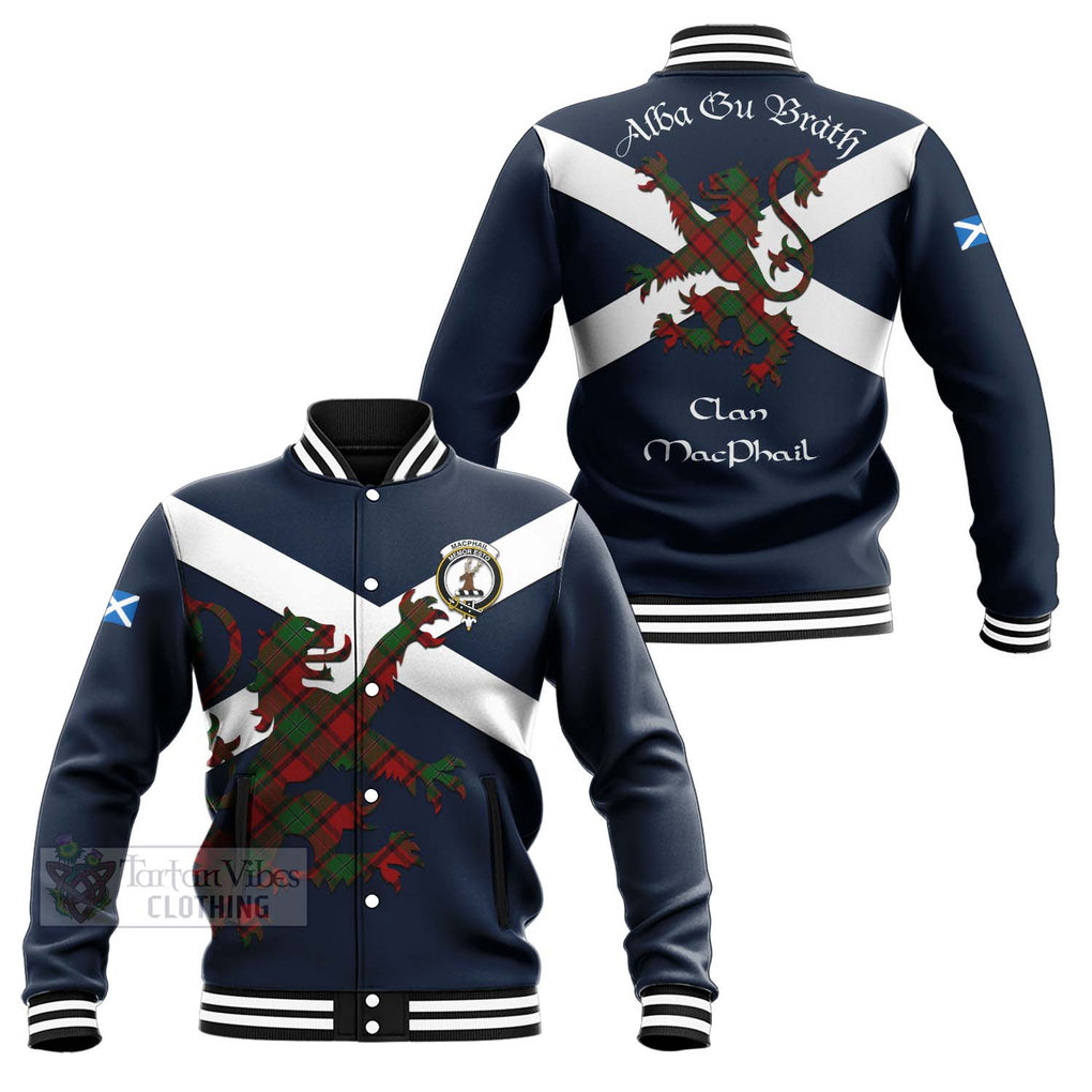 Tartan Vibes Clothing MacPhail (McPhail) Tartan Lion Rampant Baseball Jacket – Proudly Display Your Heritage with Alba Gu Brath and Clan Name