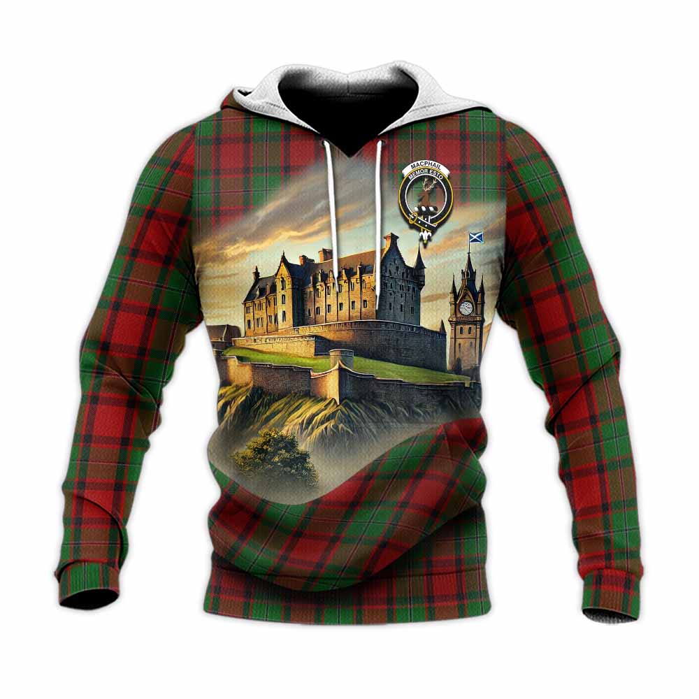 MacPhail (McPhail) Tartan Family Crest Knitted Hoodie with Scottish Ancient Castle Style Unisex Knitted Pullover Hoodie - Tartan Vibes Clothing