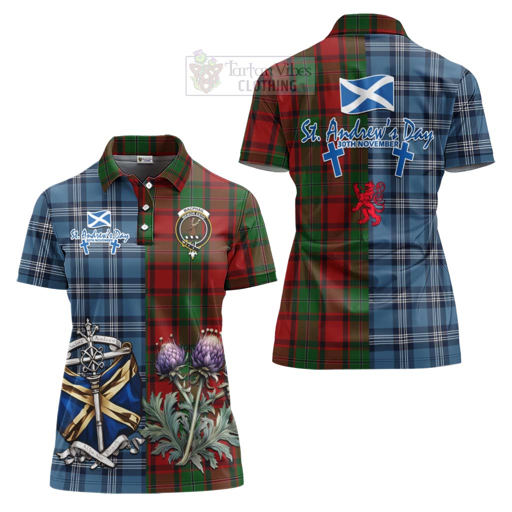 Tartan Vibes Clothing MacPhail (McPhail) Tartan Women's Polo Shirt Happy St. Andrew's Day Half Tartan Style