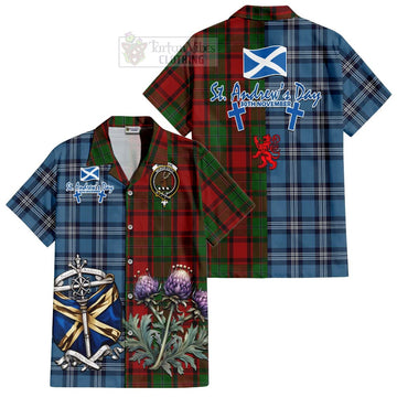 MacPhail (McPhail) Tartan Short Sleeve Button Shirt Happy St. Andrew's Day Half Tartan Style