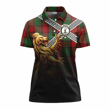 MacPhail (McPhail) Crest Tartan Women's Polo Shirt with Golden Lion Emblem Celtic Style Women - Tartan Vibes Clothing