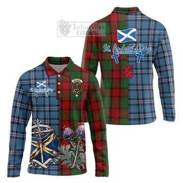 MacPhail (McPhail) Tartan Long Sleeve Polo Shirt Happy St. Andrew's Day Half Tartan Style