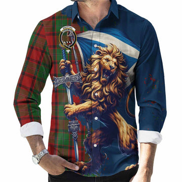 MacPhail (McPhail) Tartan Family Crest Long Sleeve Button Shirt with Scottish Majestic Lion