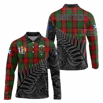 MacPhail (McPhail) Crest Tartan Long Sleeve Polo Shirt with New Zealand Silver Fern Half Style