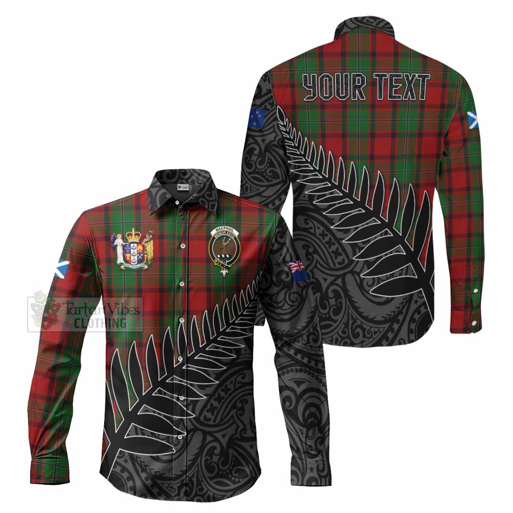 Tartan Vibes Clothing MacPhail (McPhail) Crest Tartan Long Sleeve Button Shirt with New Zealand Silver Fern Half Style