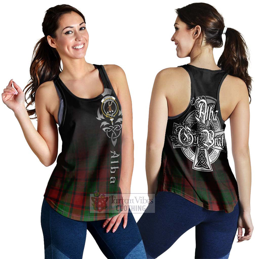 Tartan Vibes Clothing MacPhail (McPhail) Tartan Women's Racerback Tanks Featuring Alba Gu Brath Family Crest Celtic Inspired