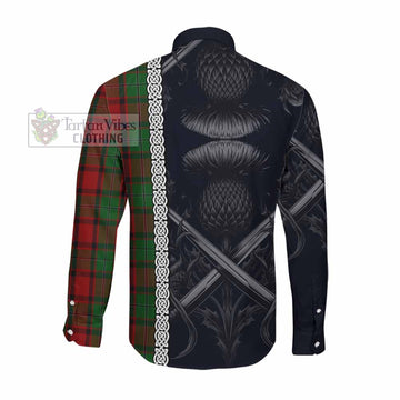 MacPhail (McPhail) Tartan Long Sleeve Button Shirt with Family Crest Cross Sword Thistle Celtic Vibes