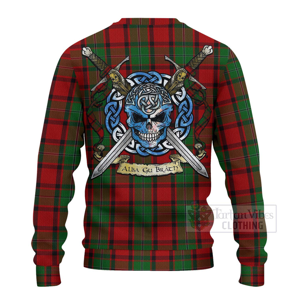 Tartan Vibes Clothing MacPhail (McPhail) Tartan Knitted Sweater with Family Crest Celtic Skull Style