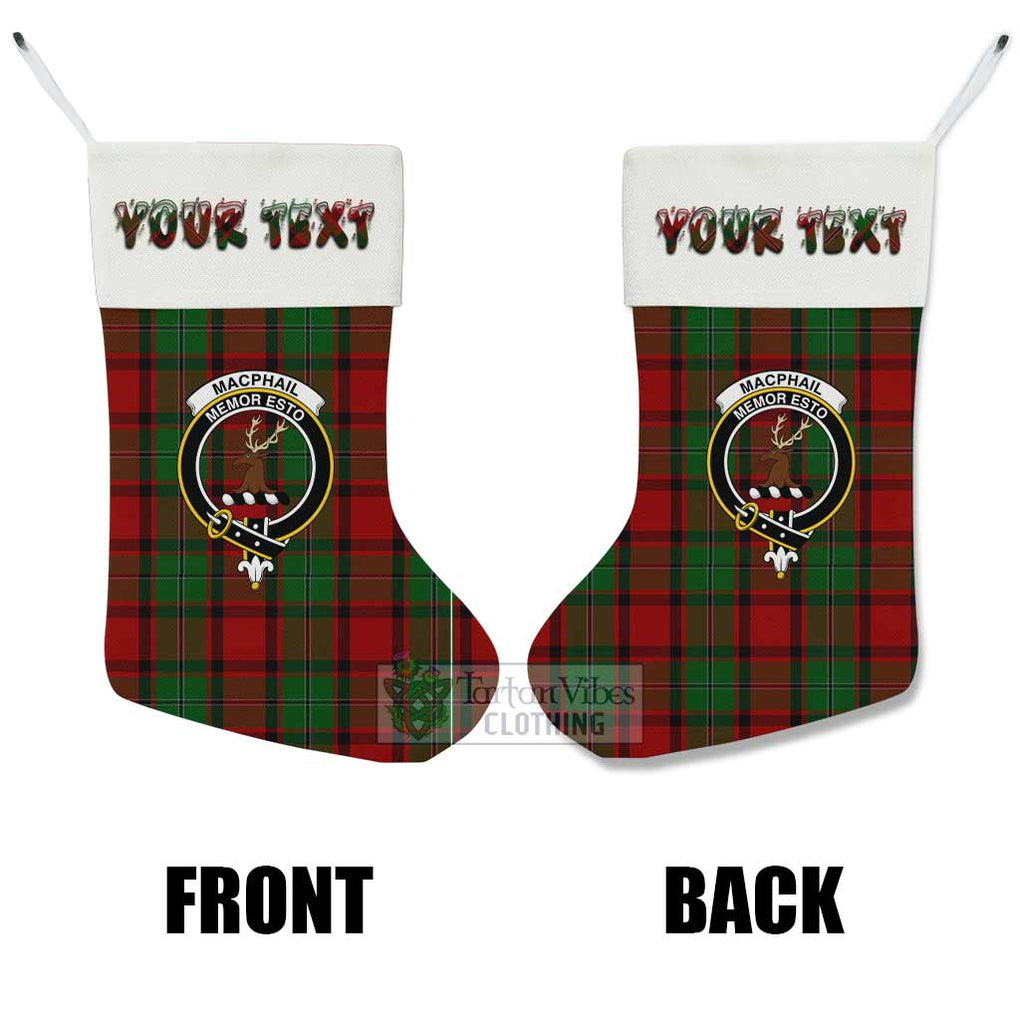 Tartan Vibes Clothing MacPhail (McPhail) Tartan Family Crest Christmas Stocking with Personalized Text