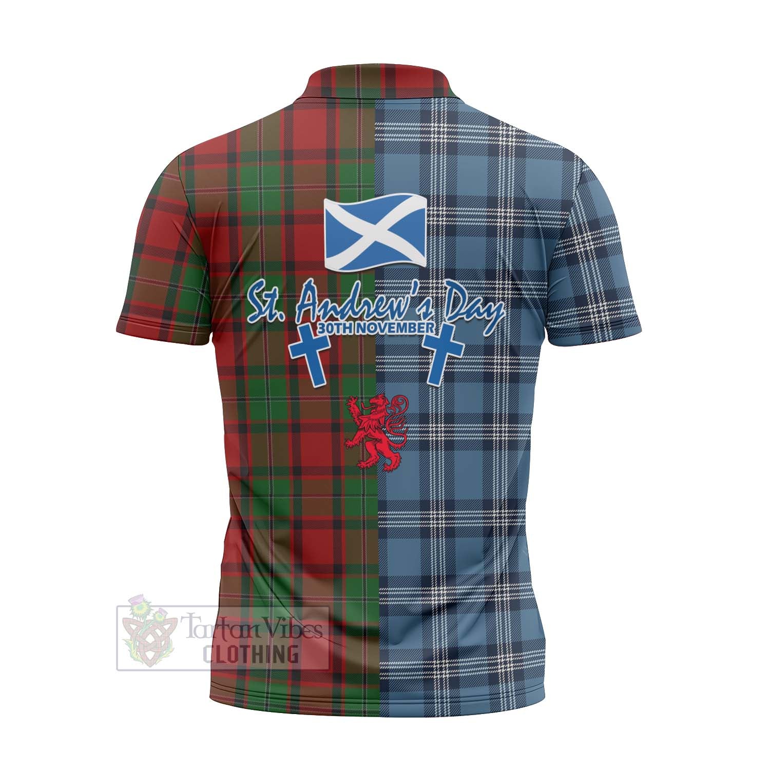 Tartan Vibes Clothing MacPhail (McPhail) Tartan Zipper Polo Shirt Happy St. Andrew's Day Half Tartan Style