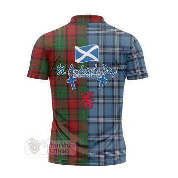 MacPhail (McPhail) Tartan Zipper Polo Shirt Happy St. Andrew's Day Half Tartan Style