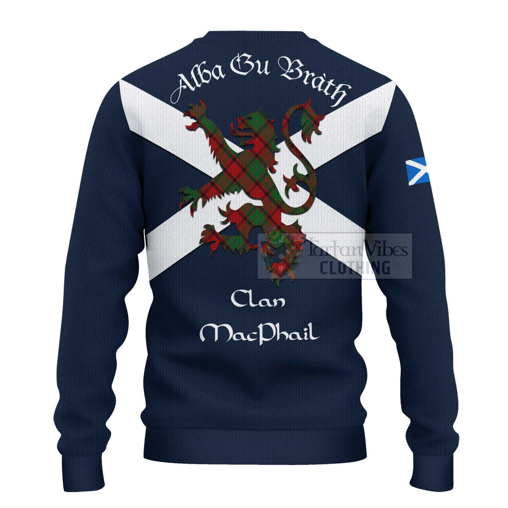 Tartan Vibes Clothing MacPhail (McPhail) Tartan Lion Rampant Knitted Sweater – Proudly Display Your Heritage with Alba Gu Brath and Clan Name