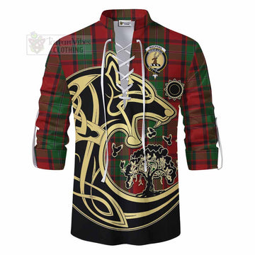 MacPhail (McPhail) Tartan Ghillie Kilt Shirt with Family Crest Celtic Wolf Style