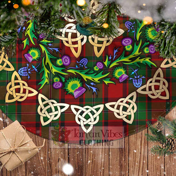 MacPhail (McPhail) Tartan Christmas Tree Skirt with Thistle Celtic Knot Style