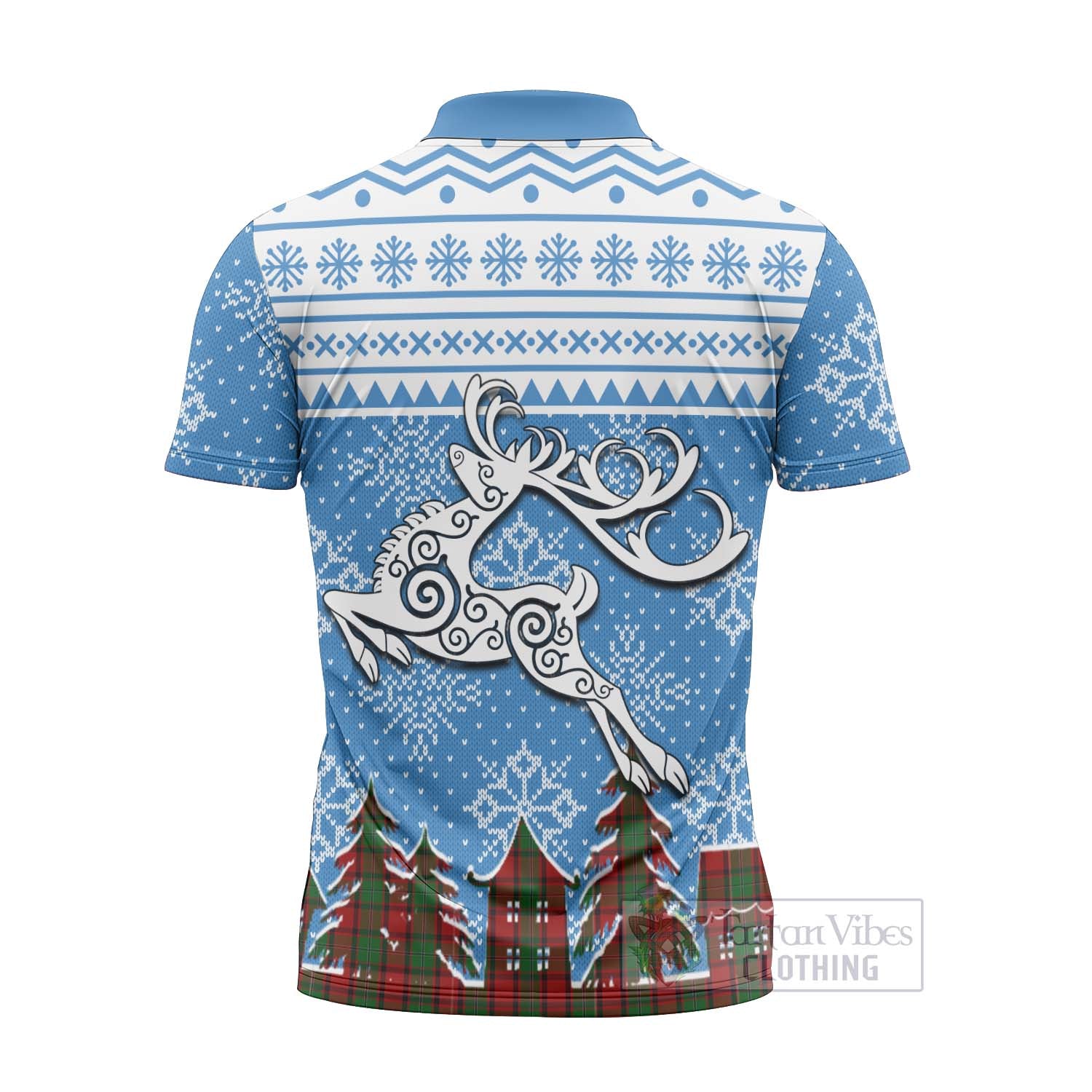 Tartan Vibes Clothing MacPhail (McPhail) Clan Christmas Zipper Polo Shirt Celtic Reindeer Style