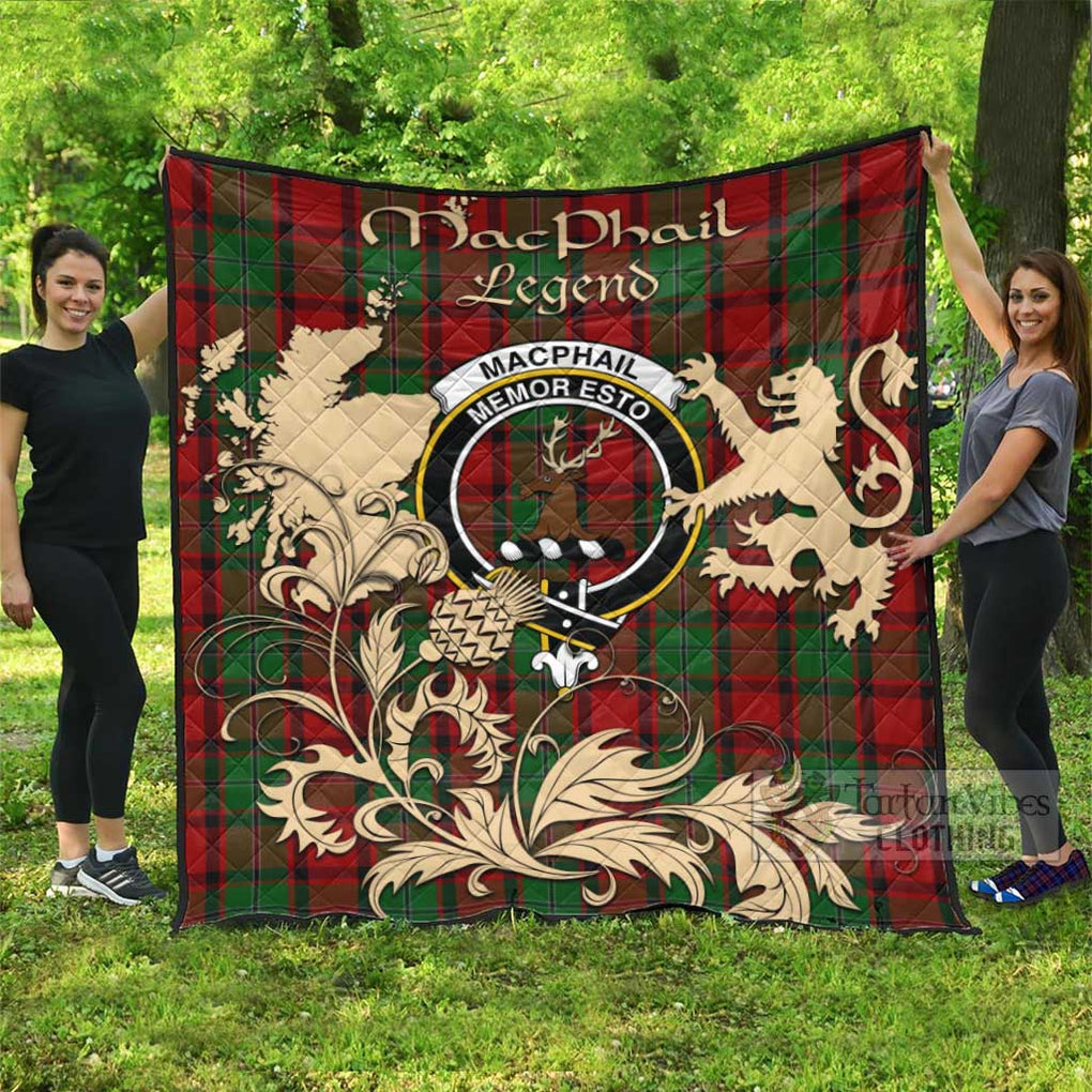 Tartan Vibes Clothing MacPhail (McPhail) Tartan Quilt with Family Crest and Scottish Symbol Style