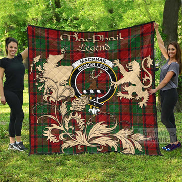 MacPhail (McPhail) Tartan Quilt with Family Crest and Scottish Symbol Style