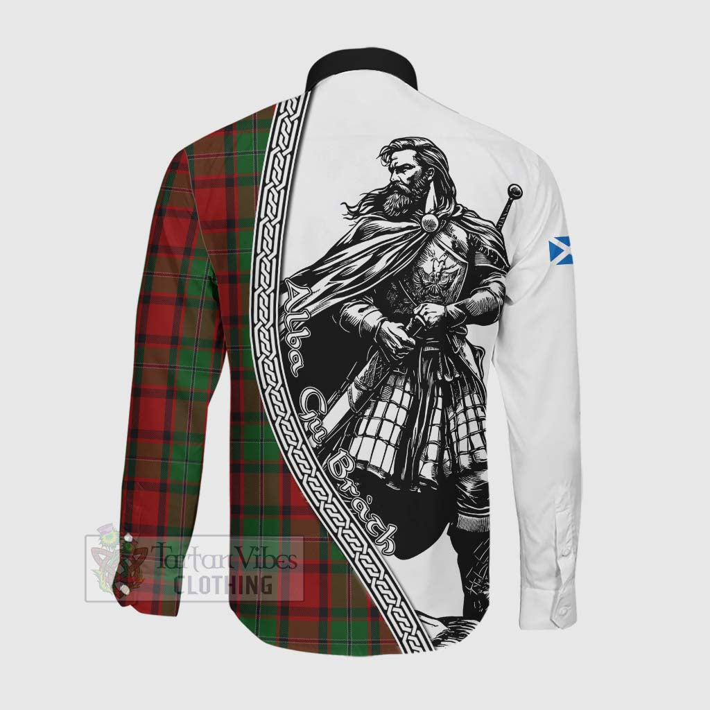 Tartan Vibes Clothing MacPhail (McPhail) Tartan Clan Crest Long Sleeve Button Shirt with Highlander Warrior Celtic Style