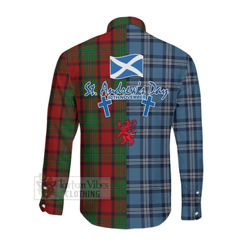 MacPhail (McPhail) Tartan Long Sleeve Button Shirt Happy St. Andrew's Day Half Tartan Style