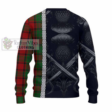 MacPhail (McPhail) Tartan Knitted Sweater with Family Crest Cross Sword Thistle Celtic Vibes