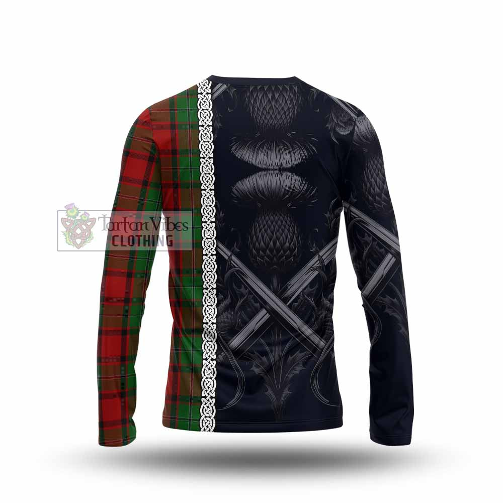 Tartan Vibes Clothing MacPhail (McPhail) Tartan Long Sleeve T-Shirt with Family Crest Cross Sword Thistle Celtic Vibes