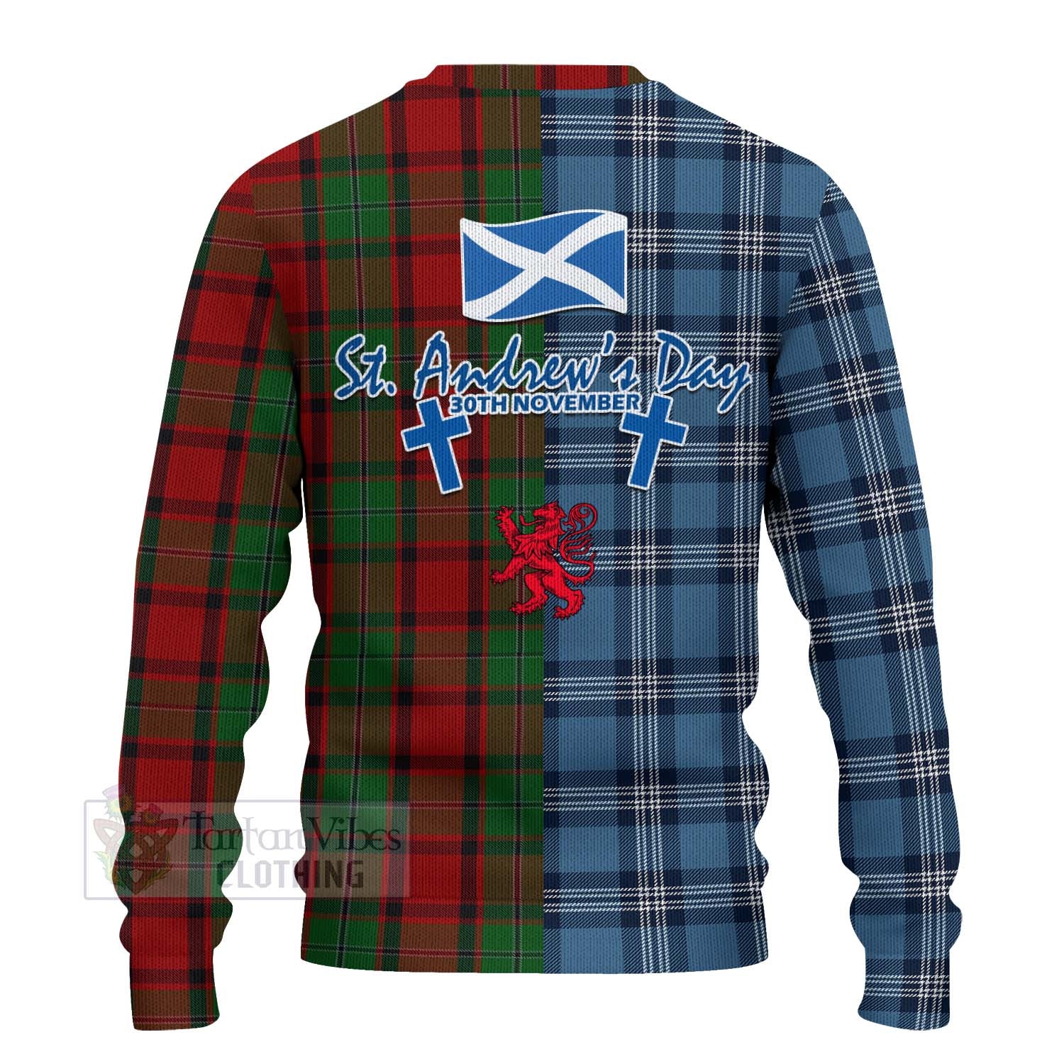 Tartan Vibes Clothing MacPhail (McPhail) Tartan Knitted Sweater Happy St. Andrew's Day Half Tartan Style