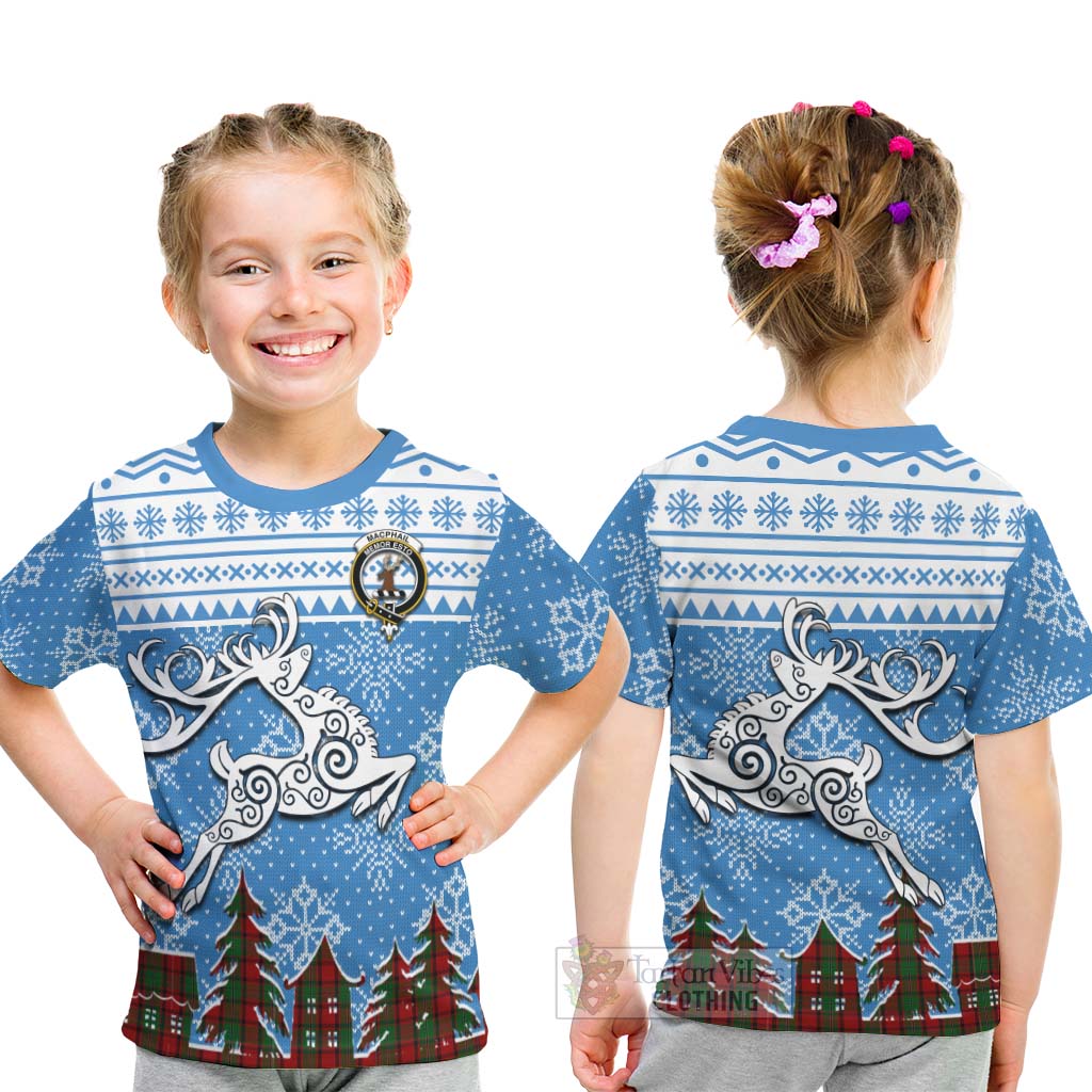 Tartan Vibes Clothing MacPhail (McPhail) Clan Christmas Kid T-Shirt Celtic Reindeer Style