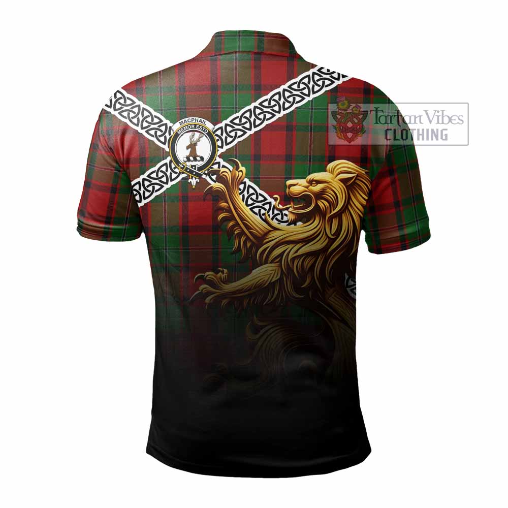 MacPhail (McPhail) Crest Tartan Polo Shirt with Golden Lion Emblem Celtic Style - Tartan Vibes Clothing