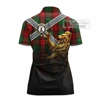 MacPhail (McPhail) Crest Tartan Women's Polo Shirt with Golden Lion Emblem Celtic Style - Tartan Vibes Clothing