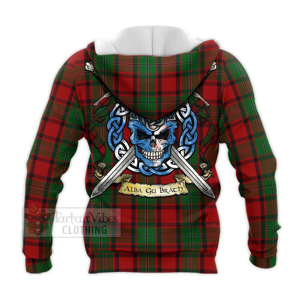 Tartan Vibes Clothing MacPhail (McPhail) Tartan Knitted Hoodie with Family Crest Celtic Skull Style