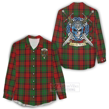 MacPhail (McPhail) Tartan Women's Casual Shirt with Family Crest Celtic Skull Style