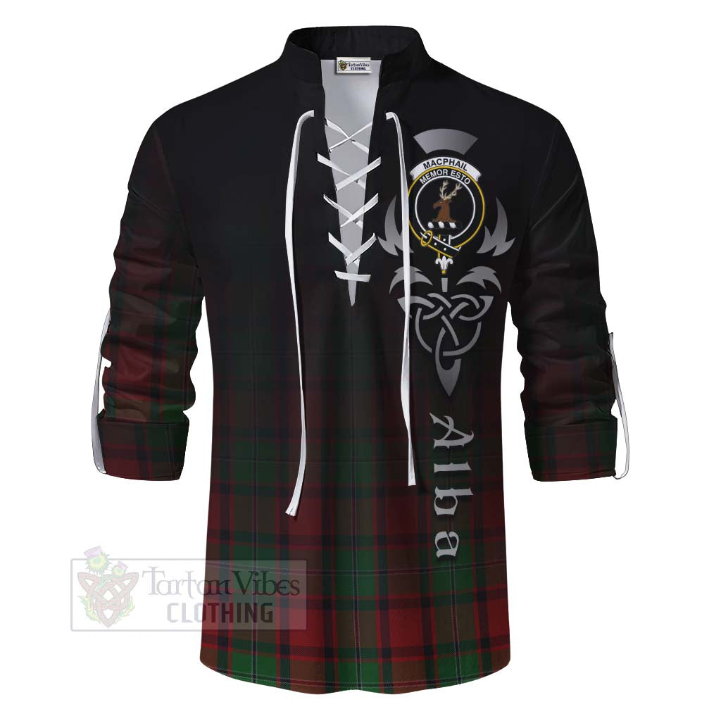 Tartan Vibes Clothing MacPhail (McPhail) Tartan Ghillie Kilt Shirt Featuring Alba Gu Brath Family Crest Celtic Inspired