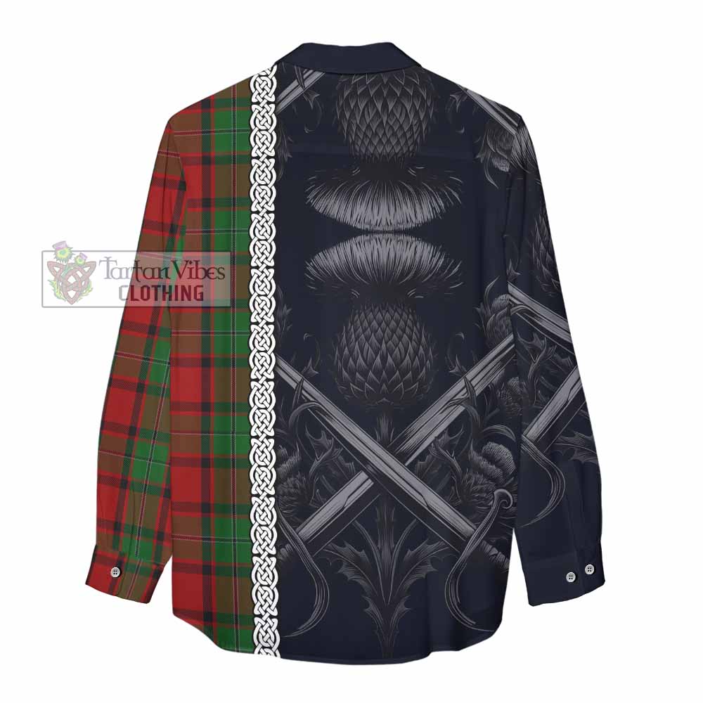 Tartan Vibes Clothing MacPhail (McPhail) Tartan Women's Casual Shirt with Family Crest Cross Sword Thistle Celtic Vibes