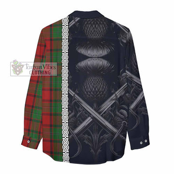 MacPhail (McPhail) Tartan Women's Casual Shirt with Family Crest Cross Sword Thistle Celtic Vibes