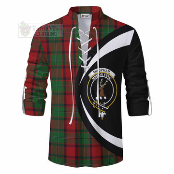 MacPhail (McPhail) Tartan Ghillie Kilt Shirt with Family Crest Circle Style