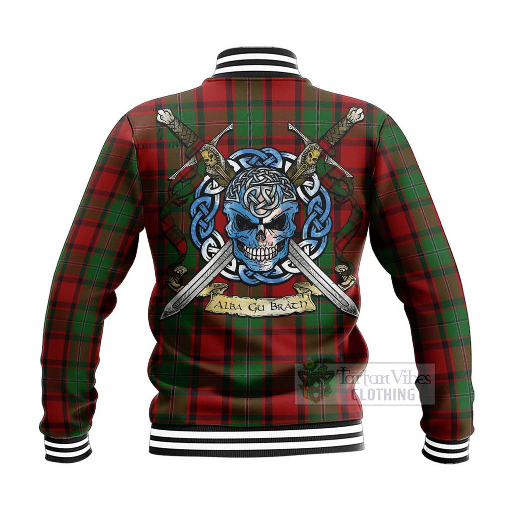 Tartan Vibes Clothing MacPhail (McPhail) Tartan Baseball Jacket with Family Crest Celtic Skull Style