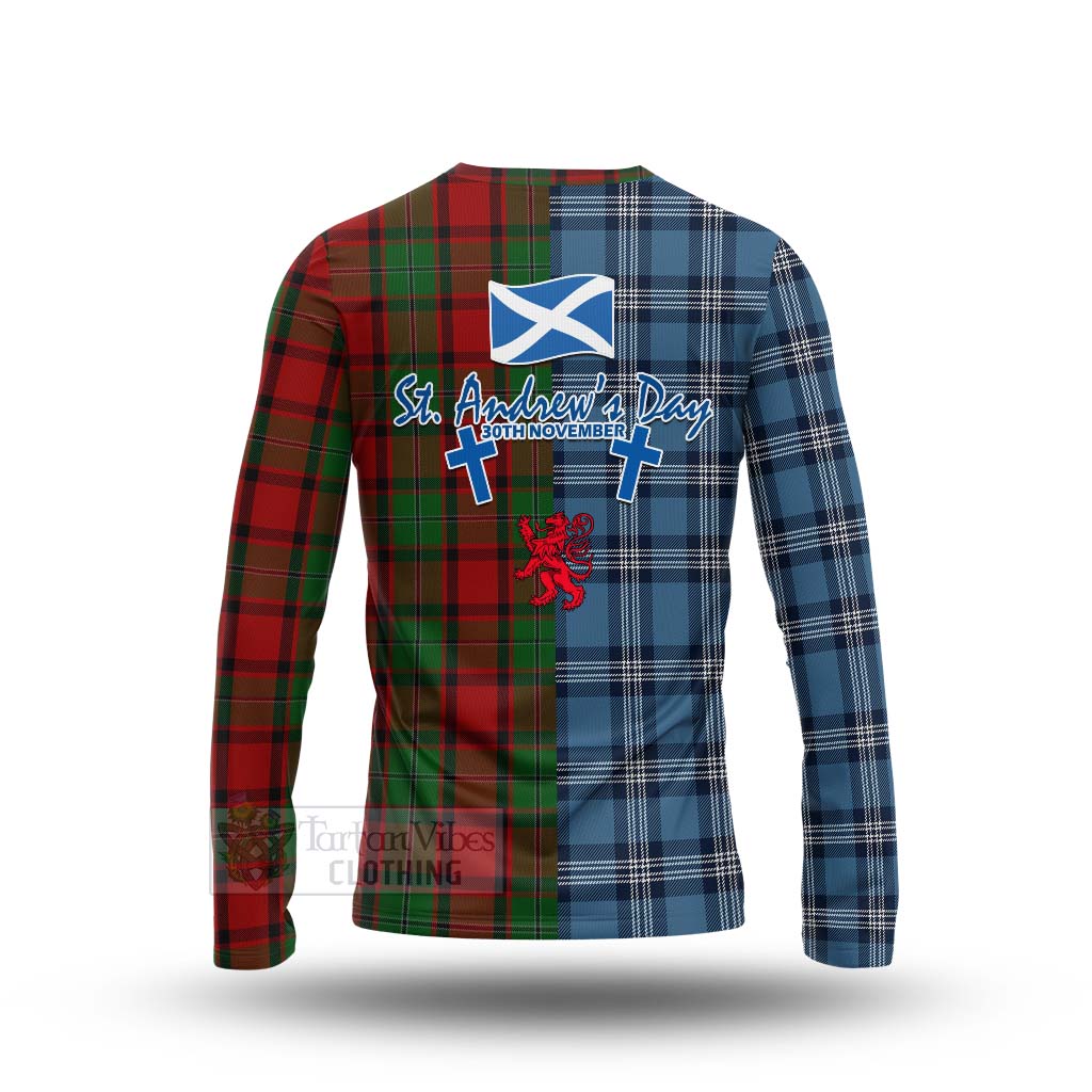 Tartan Vibes Clothing MacPhail (McPhail) Tartan Long Sleeve T-Shirt Happy St. Andrew's Day Half Tartan Style