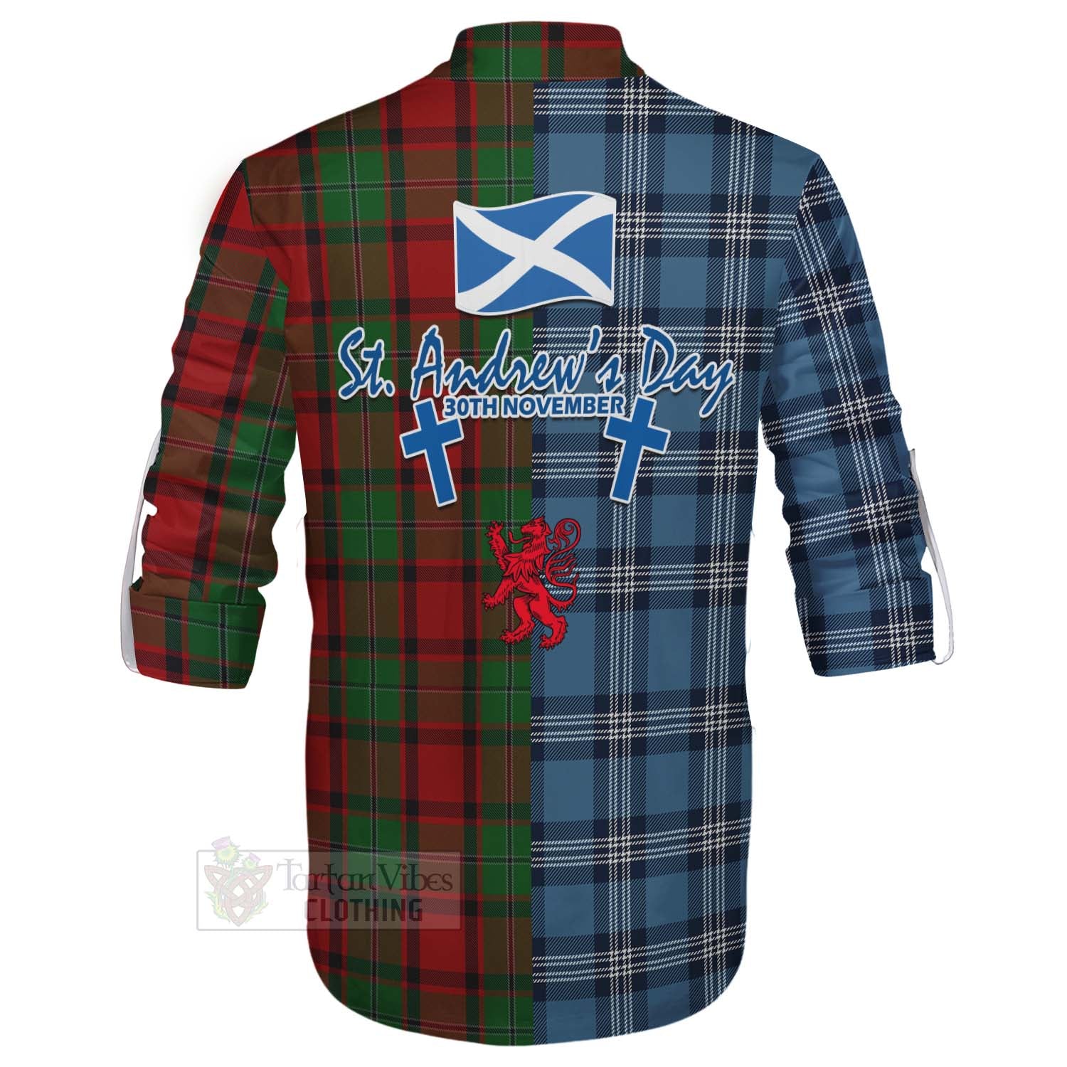 Tartan Vibes Clothing MacPhail (McPhail) Tartan Ghillie Kilt Shirt Happy St. Andrew's Day Half Tartan Style