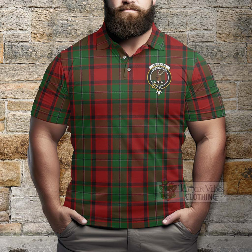 Tartan Vibes Clothing MacPhail (McPhail) Tartan Polo Shirt with Family Crest and Bearded Skull Holding Bottles of Whiskey