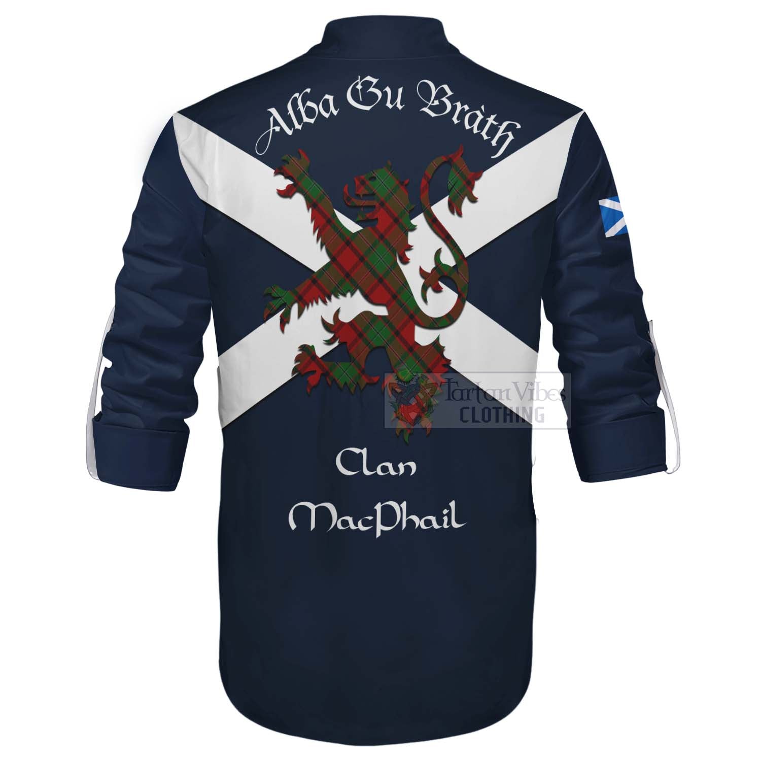 Tartan Vibes Clothing MacPhail (McPhail) Tartan Lion Rampant Ghillie Kilt Shirt Proudly Display Your Heritage with Alba Gu Brath and Clan Name